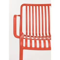 Tuinstoelen-Housecraft Living Mante Tuinstoelen Armleuning Kunststof Terra/ Rood - Set van 4