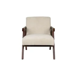 Housecraft Living Panadero Fauteuil met armleuning Hout Bruin donker/ Beige