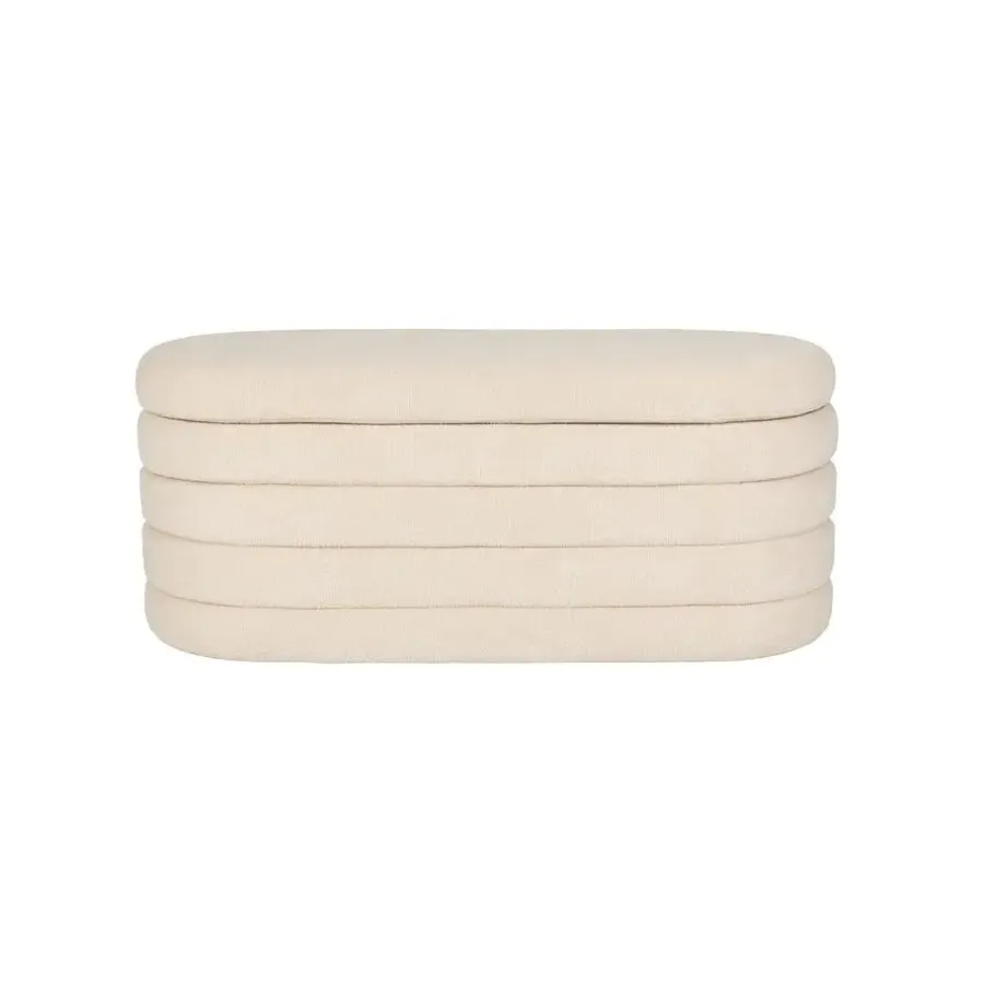 Bankjes-Housecraft Living Zuma bankje Bouclé Wit/ Beige
