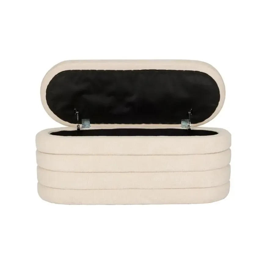 Bankjes-Housecraft Living Zuma bankje Bouclé Wit/ Beige