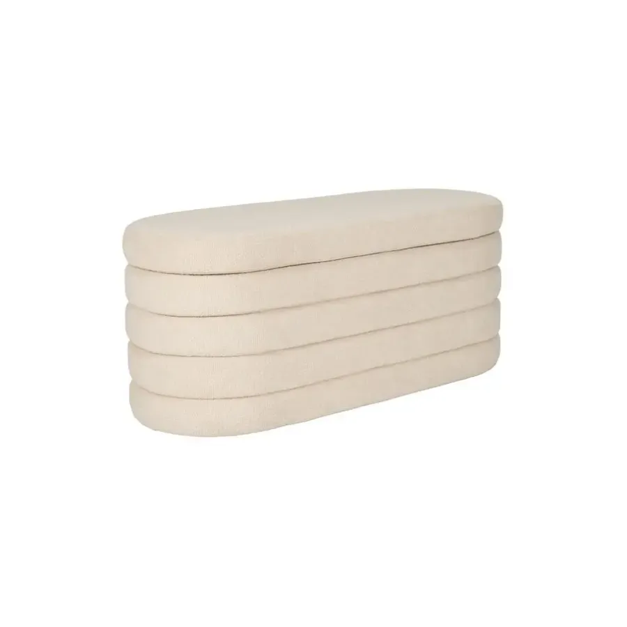 Bankjes-Housecraft Living Zuma bankje Bouclé Wit/ Beige