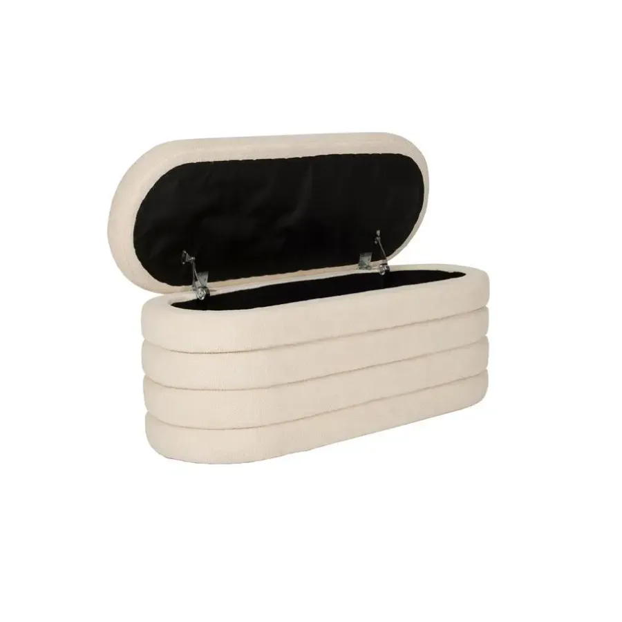 Bankjes-Housecraft Living Zuma bankje Bouclé Wit/ Beige