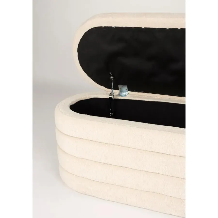 Bankjes-Housecraft Living Zuma bankje Bouclé Wit/ Beige