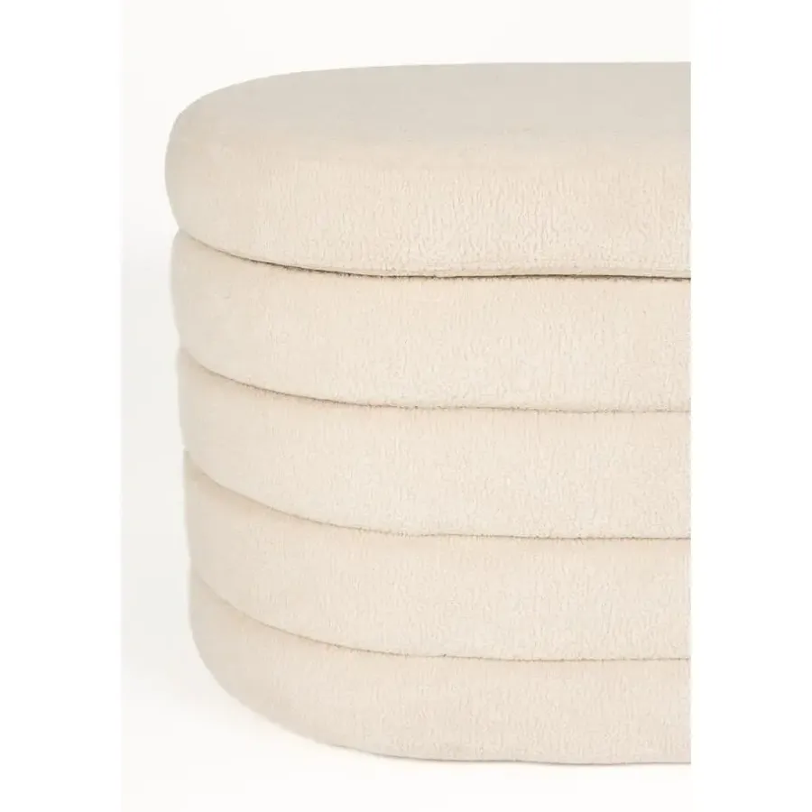 Bankjes-Housecraft Living Zuma bankje Bouclé Wit/ Beige