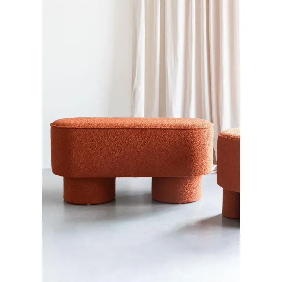 Housecraft Living Housecraft Marcos Bankje Bouclé Rood/ Bruin
