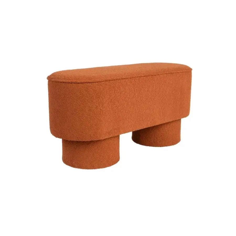 Housecraft Living Housecraft Marcos Bankje Bouclé Rood/ Bruin
