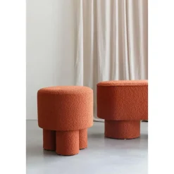 Poefen-Housecraft Living Housecraft Marcos Kruk/ Poef Bouclé Rood/ Bruin