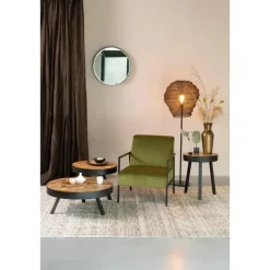 Spiegels-Housecraft Living Housecraft Raj Spiegel/ Wandspiegel/ Badkamerspiegel Rond Metaal 60x60 cm Zwart