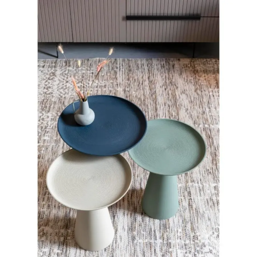 Bijzettafels-Housecraft Living Housecraft Ringar Bijzettafel Rond Metaal 39,5x39,5 cm (L) Blauw