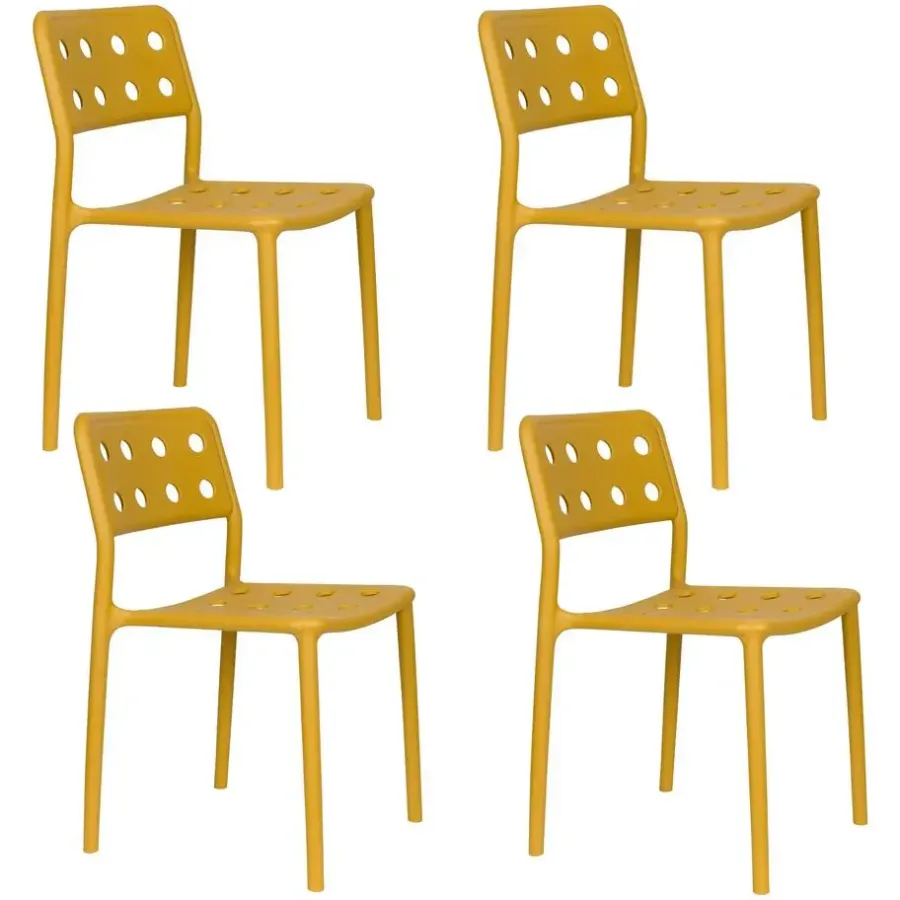 Housecraft Living Housecraft Serra Tuinstoel/ Eetkamerstoelen Kunststof Geel - Set van 4