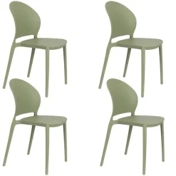 Housecraft Living Housecraft Sjoerd Tuinstoelen/ Eetkamerstoelen Kunststof Groen - Set van 4