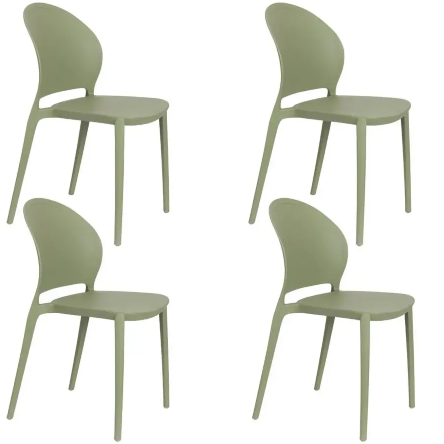 Housecraft Living Housecraft Sjoerd Tuinstoelen/ Eetkamerstoelen Kunststof Groen - Set van 4
