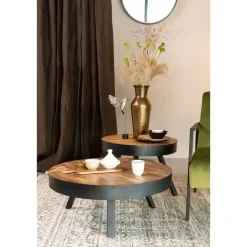 Housecraft Living Housecraft Suri Salontafel Rond Hout Teak 70 cm Bruin