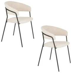 Housecraft Living Housecraft Zeri Eetkamerstoelen armleuning Off white/ Zwart - Set van 2