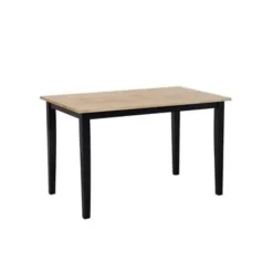 Rechthoekige Eettafels|Houten Eettafels-Beliani HOUSTON - Eetkamerset - Zwart - Rubberhout