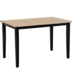 Rechthoekige Eettafels|Houten Eettafels-Beliani HOUSTON - Eetkamerset - Zwart - Rubberhout