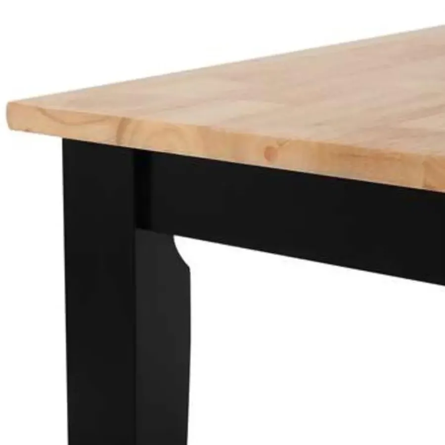 Rechthoekige Eettafels|Houten Eettafels-Beliani HOUSTON - Eetkamerset - Zwart - Rubberhout