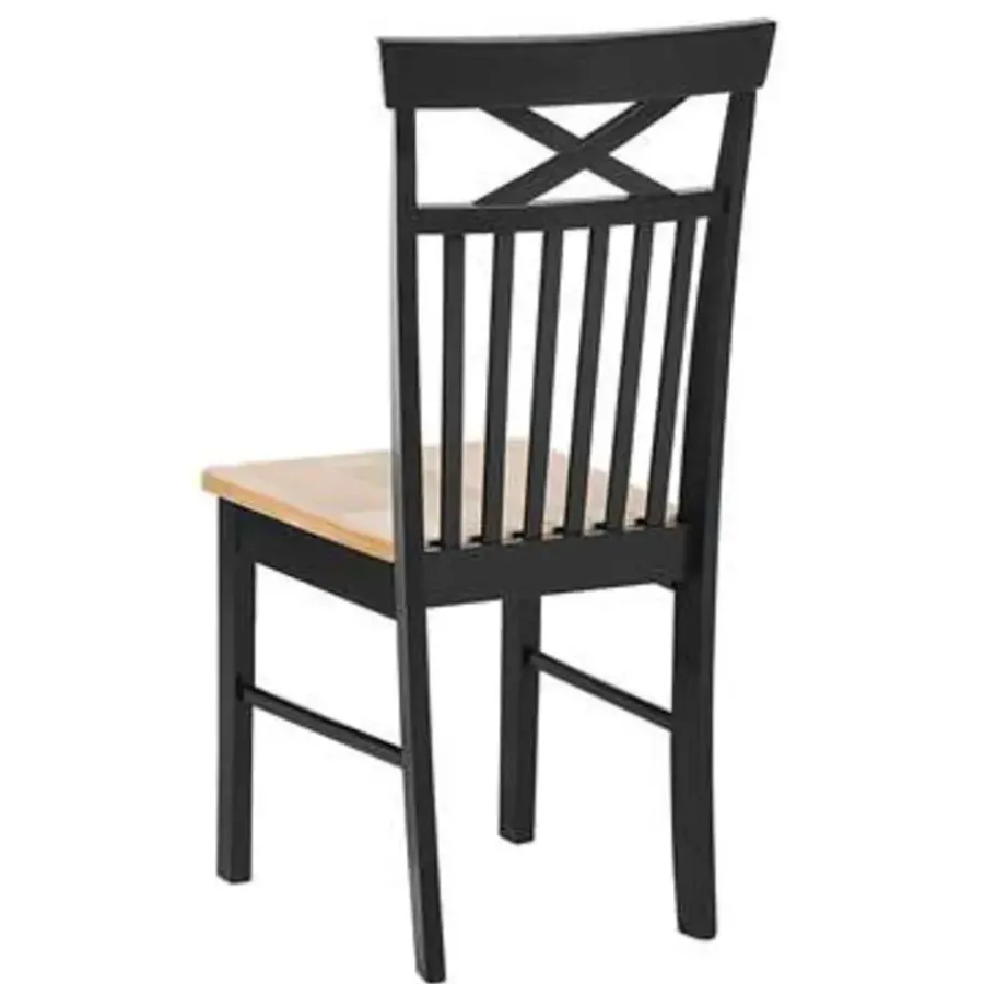 Rechthoekige Eettafels|Houten Eettafels-Beliani HOUSTON - Eetkamerset - Zwart - Rubberhout