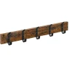Kapstokken-Merkloos Houten Wandkapstok met 10 Haken - Compacte Muur Kapstok - Vintage Bruin / Zwart