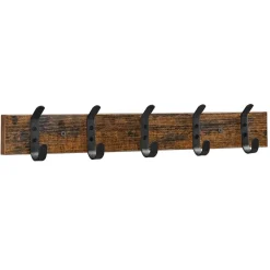 Kapstokken-Merkloos Houten Wandkapstok met 10 Haken - Compacte Muur Kapstok - Vintage Bruin / Zwart
