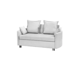 Slaapbanken|Slaapbanken-Beliani HOVIN - Slaapbank 2-zits - Lichtgrijs - Polyester