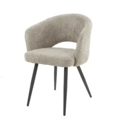 Eetkamerstoelen-Hoyz Collection Hoyz - Armstoel Salon - Boucle - Zandkleur - Set van 2