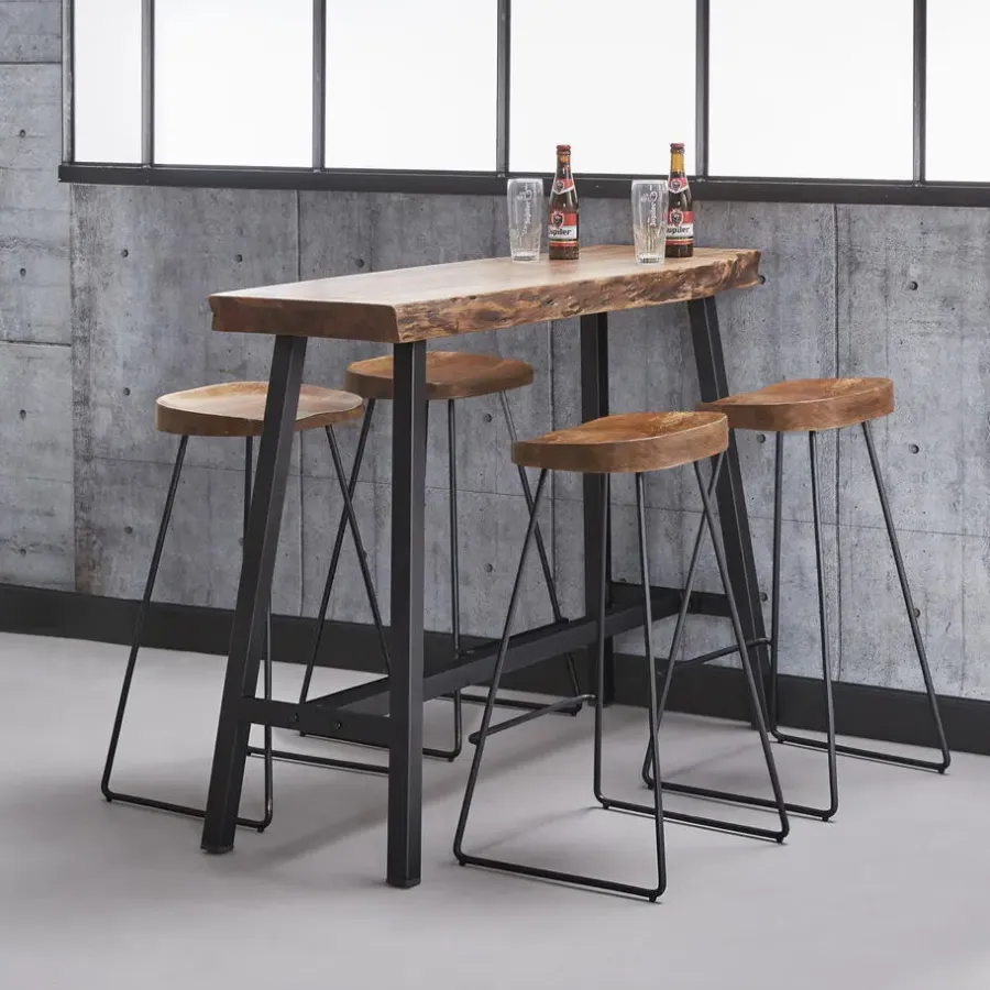 Hoyz Collection Hoyz - Bartafel Live Edge - 125cm Breed - 4 Personen - Hout - Bruin