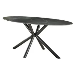 Hoyz Collection Hoyz - Eetkamertafel 180cm - Ovaal - Keramiek Zwart - 4 Personen