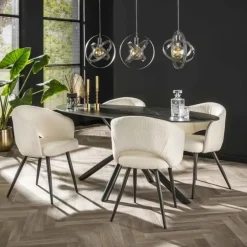 Hoyz Collection Hoyz - Eetkamertafel 180cm - Ovaal - Keramiek Zwart - 4 Personen