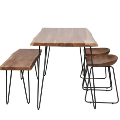 Industriële Eettafels-Hoyz Collection Hoyz - Eetkamertafel Edge - Hout - Bruin - 130x70x77