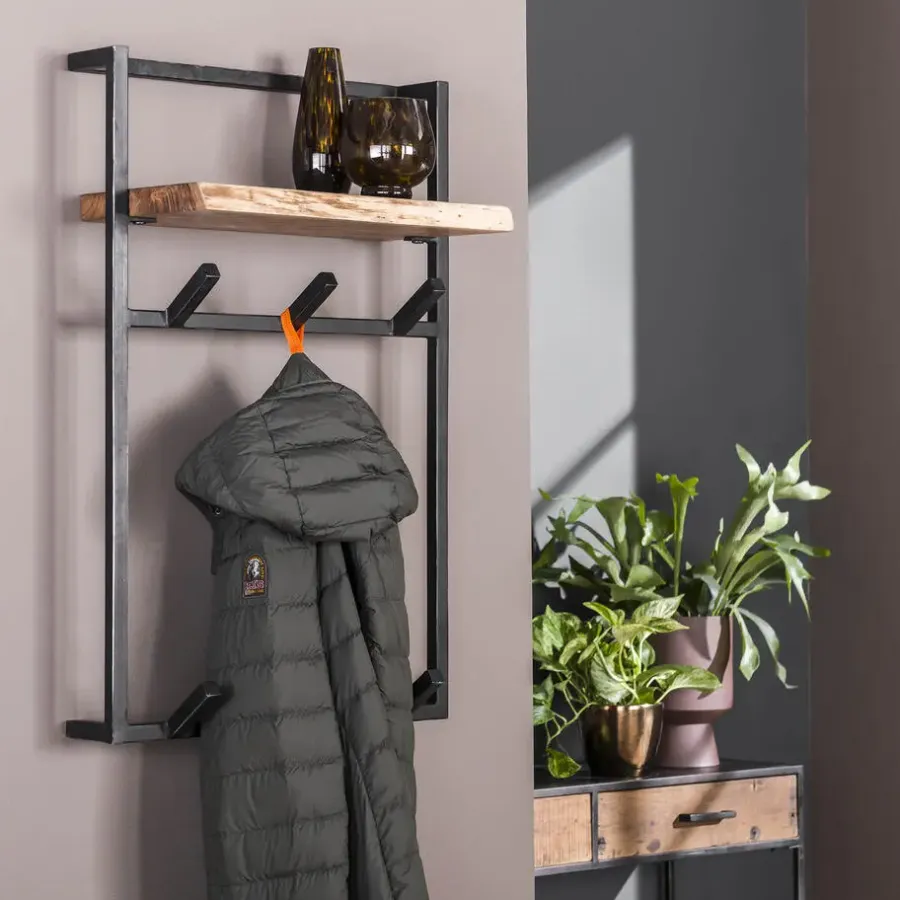 Kapstokken-Hoyz Collection Hoyz - Kapstok Air Solid Hoog - 6 Haken - Massief Acaciahout - 100x51x80