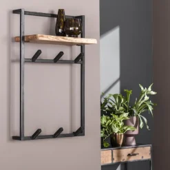 Kapstokken-Hoyz Collection Hoyz - Kapstok Air Solid Hoog - 6 Haken - Massief Acaciahout - 100x51x80
