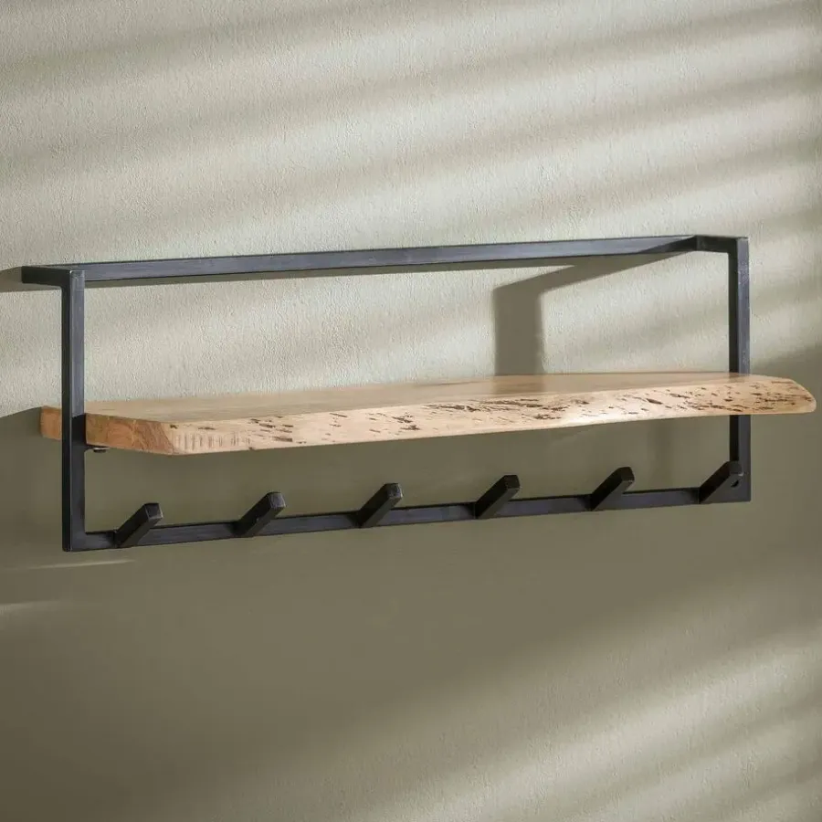 Kapstokken-Hoyz Collection Hoyz - Kapstok Edge met 6 haken - Grijs - Wandkapstok