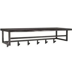 Kapstokken-Hoyz Collection Hoyz - Kapstok Yucon - 6 Haken - Massief Acaciahout - Zwart - 100x30x27