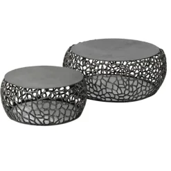Salontafels-Hoyz Collection Hoyz - Salontafel Maze - Zwart/Grijs Metaal - Set van 2 - 75x75x30