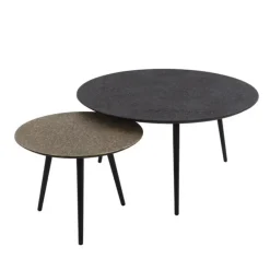Hoyz Collection Hoyz - Salontafel Metallic - Rond - Grijs - Set van 2