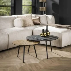 Hoyz Collection Hoyz - Salontafel Metallic - Rond - Grijs - Set van 2