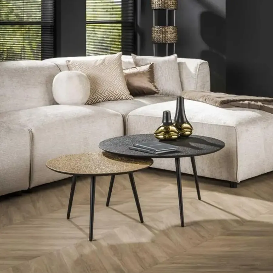 Hoyz Collection Hoyz - Salontafel Metallic - Rond - Grijs - Set van 2