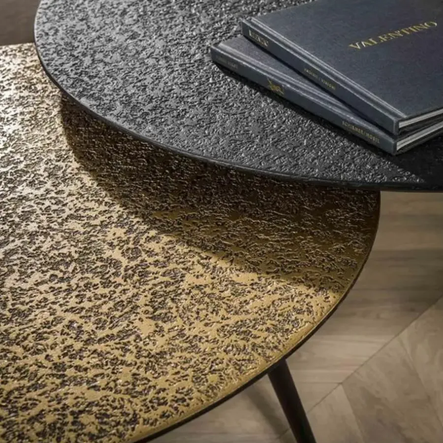 Hoyz Collection Hoyz - Salontafel Metallic - Rond - Grijs - Set van 2