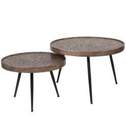 Hoyz Collection Hoyz - Salontafel Rond Metallic - Goudkleurig - Set van 2