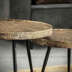Hoyz Collection Hoyz - Salontafel Rond Metallic - Goudkleurig - Set van 2