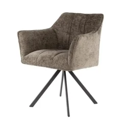 Eetkamerstoelen-Hoyz Collection - Armstoel Raster Draaibaar - 2 Stuks - Rich Taupe