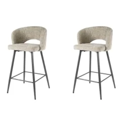 Barkrukken-Hoyz Collection - Barstoel Boucle Salon - Tissee Cargo Zandkleur - Set van 2