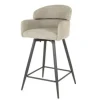 Barkrukken-Hoyz Collection - Barstoel Draaibaar Boucle Ronde Rug 2 Stuks - Boucle Zandkleur