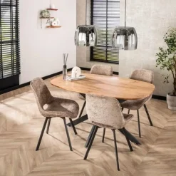 Houten Eettafels|Ovale Eettafels-Hoyz Collection - Eetkamertafel 150 Arhus Solid - Massief Acacia Naturel