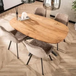 Houten Eettafels|Ovale Eettafels-Hoyz Collection - Eetkamertafel 150 Arhus Solid - Massief Acacia Naturel