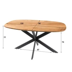 Houten Eettafels|Ovale Eettafels-Hoyz Collection - Eetkamertafel 150 Arhus Solid - Massief Acacia Naturel