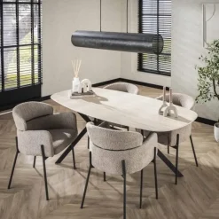 Ovale Eettafels-Hoyz Collection - Eetkamertafel 180 Ceramic - Ceramic Travertine