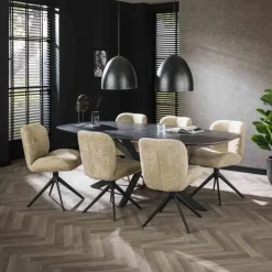 Hoyz Collection - Eetkamertafel 215 Deens Ovaal - 3D Melamine Slate Stone