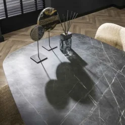 Hoyz Collection - Eetkamertafel 215 Deens Ovaal - 3D Melamine Slate Stone
